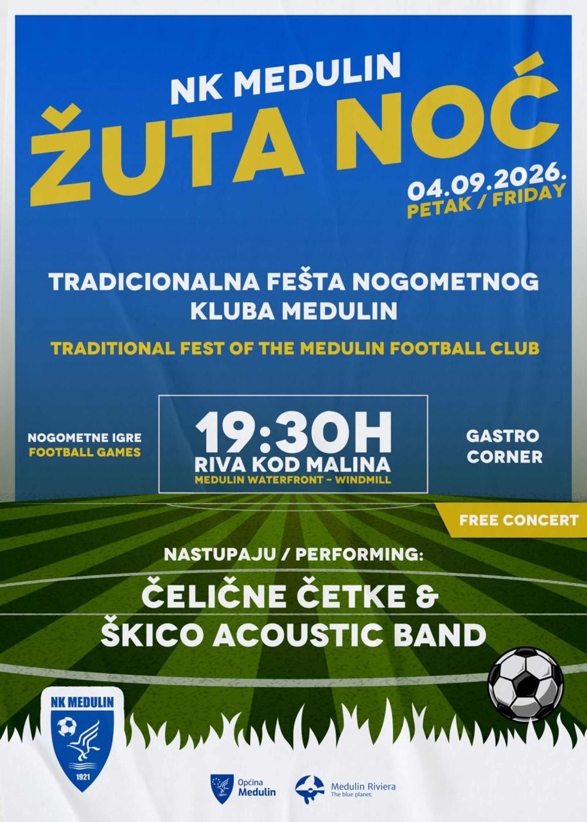 Žuta noć NK Medulin ovog petka na medulinskoj rivi !